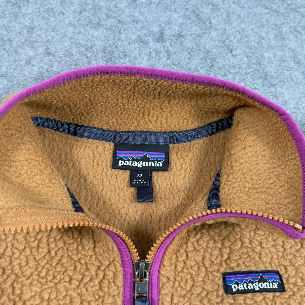 Patagonia Nest Brown Pink Retro Pile Fleece Full Zip-Up Jacket Women's Size XS - Picture 2 of 6